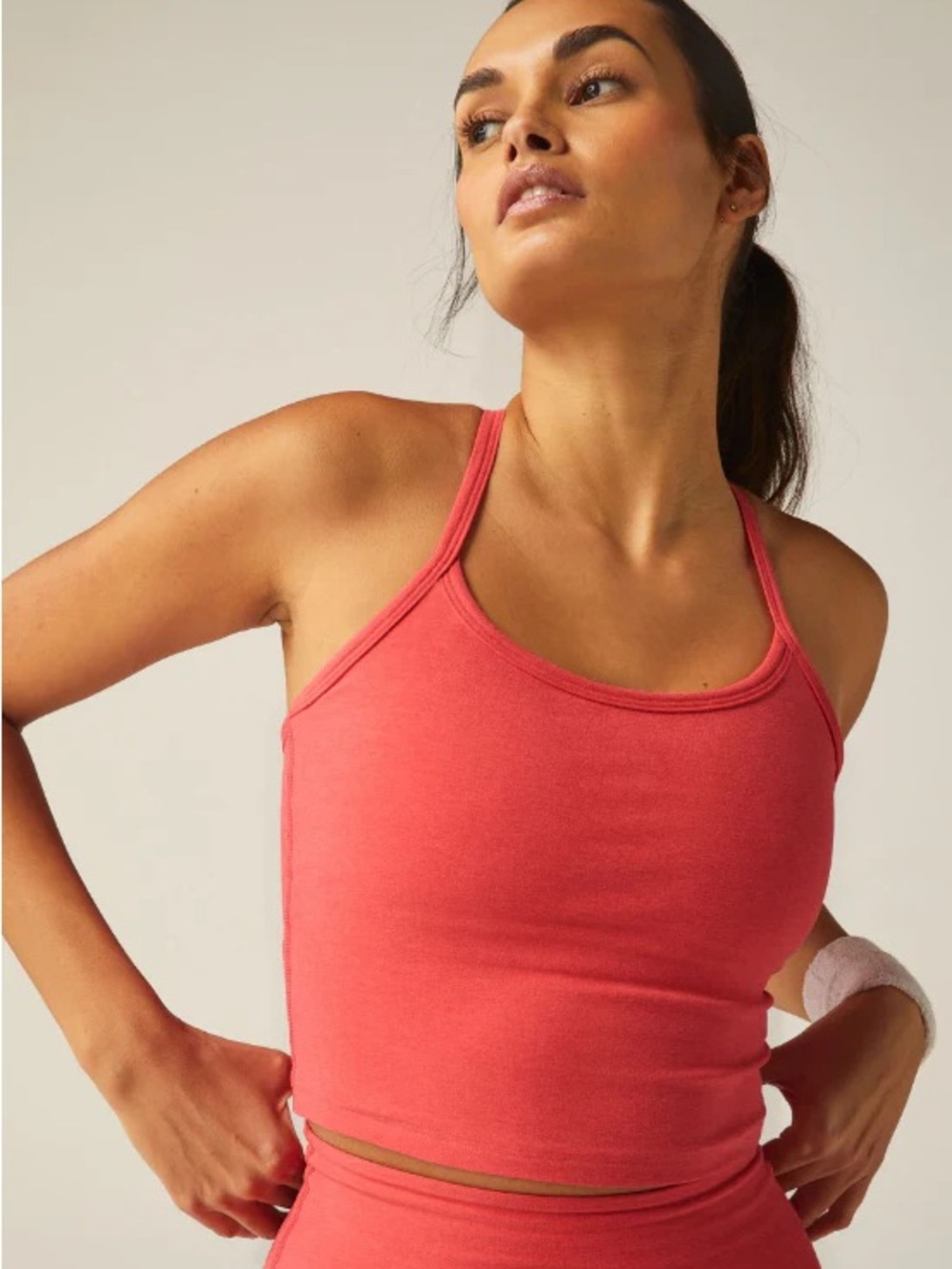 Beyond Yoga space-dye Women's Coral/Pink Racerback Crop Tank Top